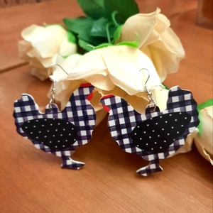 Checkered Chicken‎ Earrings! NEW Country Chics